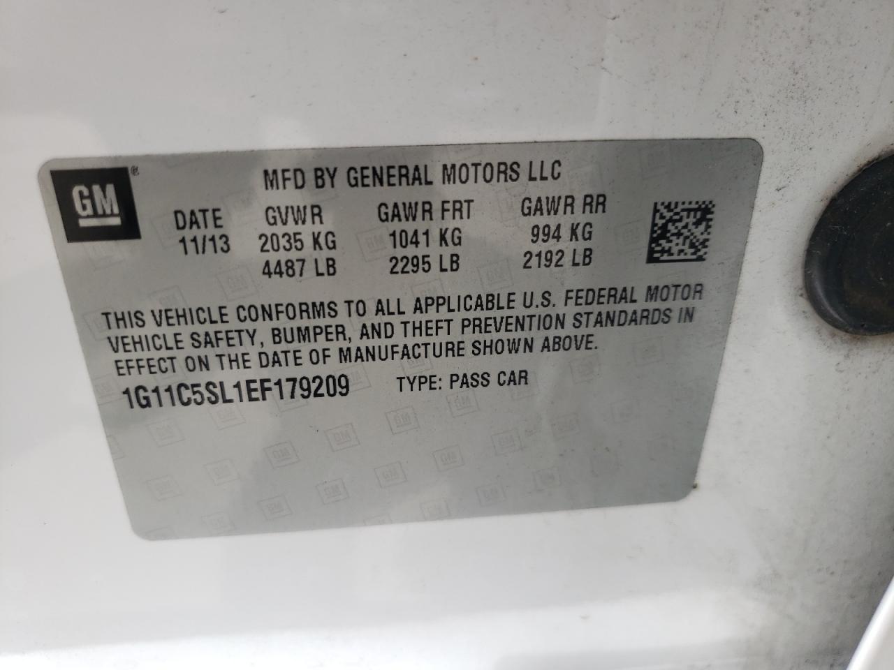 Photo 10 from auction – 2014 CHEVROLET MALIBU 1LT with VIN 1G11C5SL1EF179209