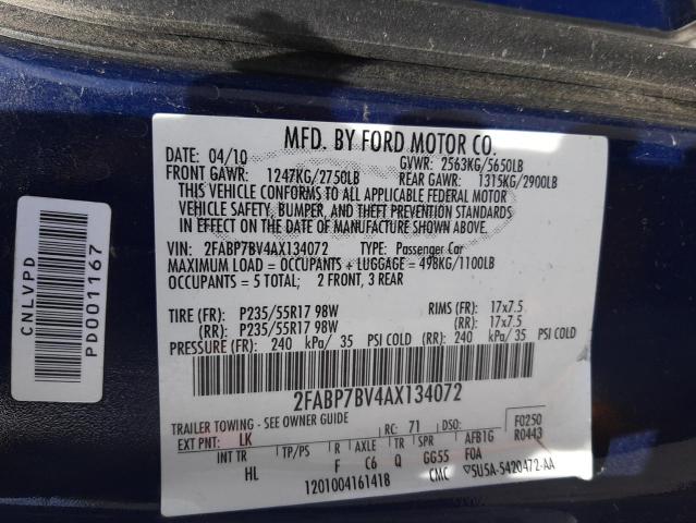 Photo 10 from auction – 2010 FORD CROWN VICT with VIN 2FABP7BV4AX134072