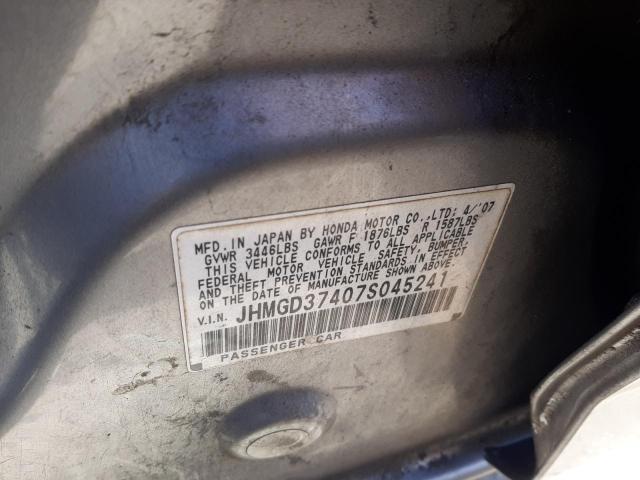 Photo 10 from auction – 2007 HONDA FIT with VIN JHMGD37407S045241