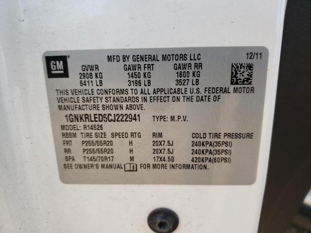 Photo 10 from auction – 2012 CHEVROLET TRAVERSE L with VIN 1GNKRLED5CJ222941
