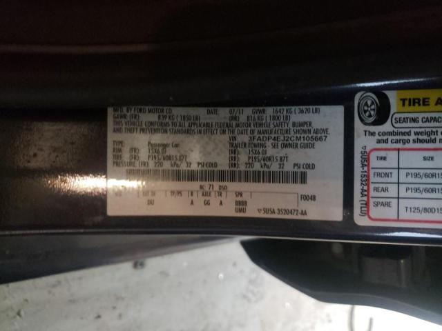 Photo 10 from auction – 2012 FORD FIESTA SE with VIN 3FADP4EJ2CM105667