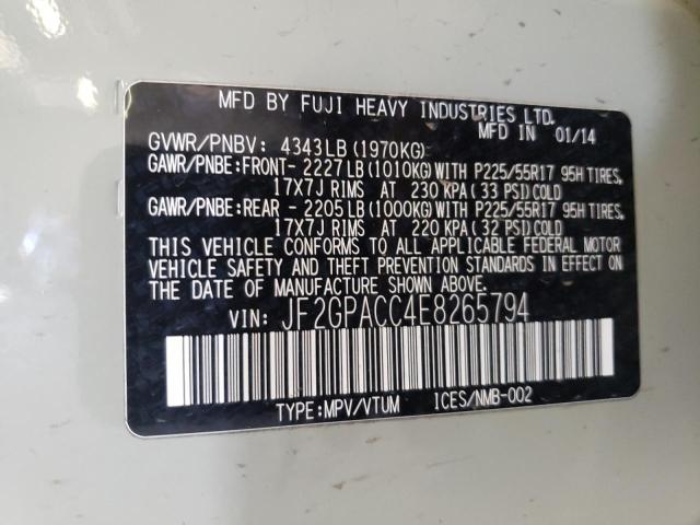Photo 10 from auction – 2014 SUBARU XV CROSSTR with VIN JF2GPACC4E8265794