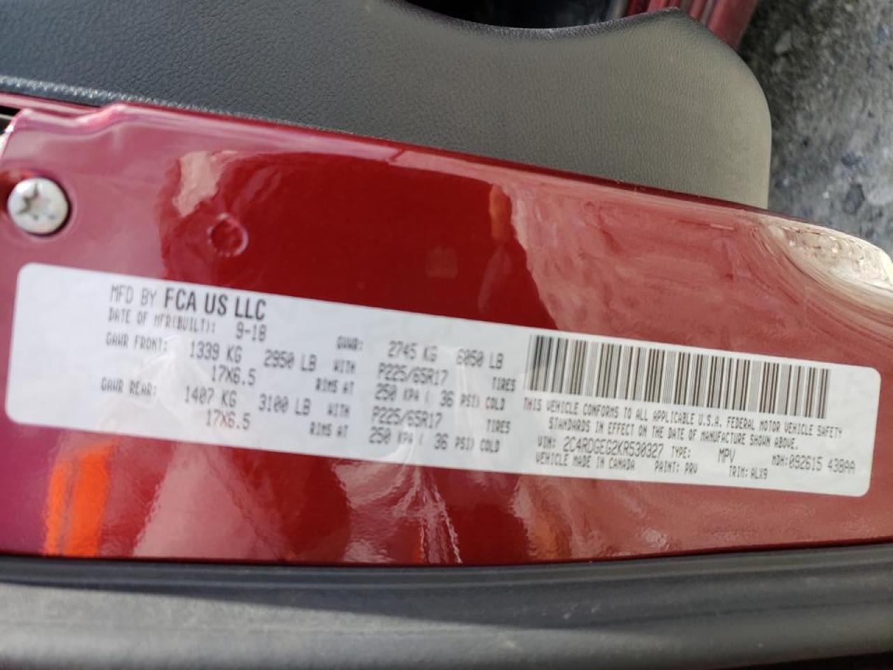 Photo 10 from auction – 2019 DODGE GRAND CARA with VIN 2C4RDGEG2KR530327