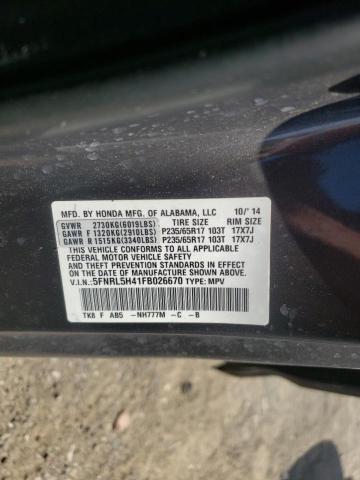 Photo 10 from auction – 2015 HONDA ODYSSEY EX with VIN 5FNRL5H41FB026670