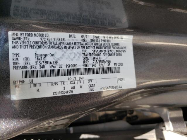 Photo 10 from auction – 2012 FORD FOCUS SEL with VIN 1FAHP3H27CL106895
