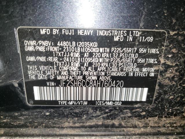 Photo 10 from auction – 2010 SUBARU FORESTER 2 with VIN JF2SH6CC8AH760420