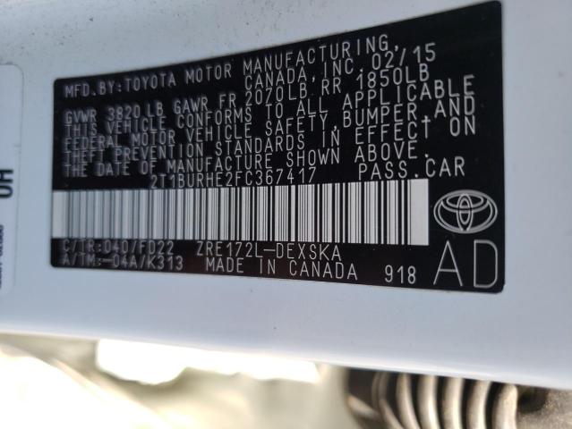 Zdjęcie 10 z aukcji – 2015 TOYOTA COROLLA L z VIN 2T1BURHE2FC367417