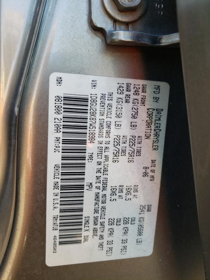 Photo 10 from auction – 2007 DODGE NITRO SXT with VIN 1D8GU28K87W518984