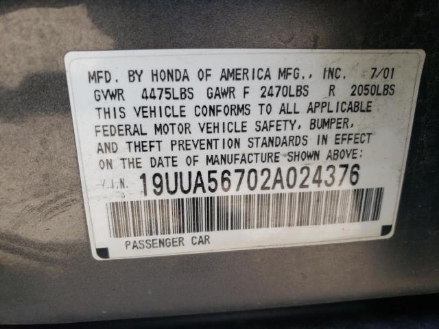 Photo 10 from auction – 2002 ACURA 3.2TL with VIN 19UUA56702A024376