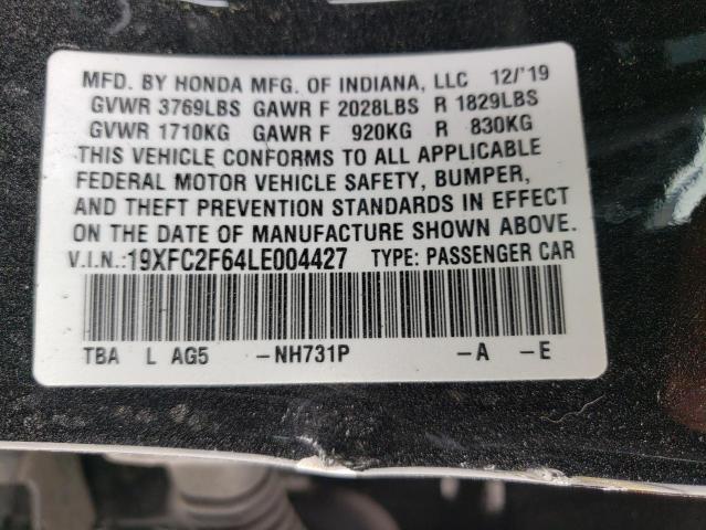 Photo 10 from auction – 2020 HONDA CIVIC LX with VIN 19XFC2F64LE004427