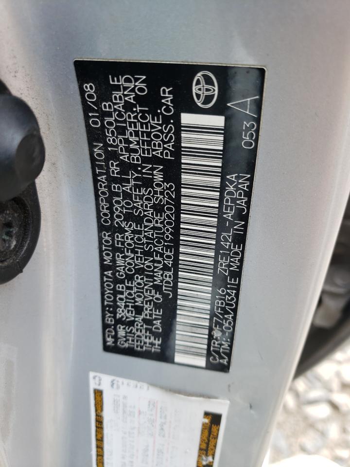 Photo 10 from auction – 2009 TOYOTA COROLLA BA with VIN JTDBL40E199020723