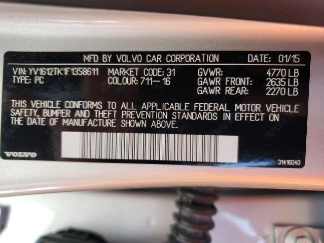 Photo 10 from auction – 2015 VOLVO S60 PREMIE with VIN YV1612TK1F1358611