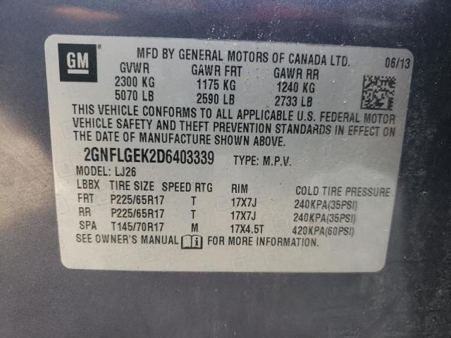 Photo 10 from auction – 2013 CHEVROLET EQUINOX LT with VIN 2GNFLGEK2D6403339