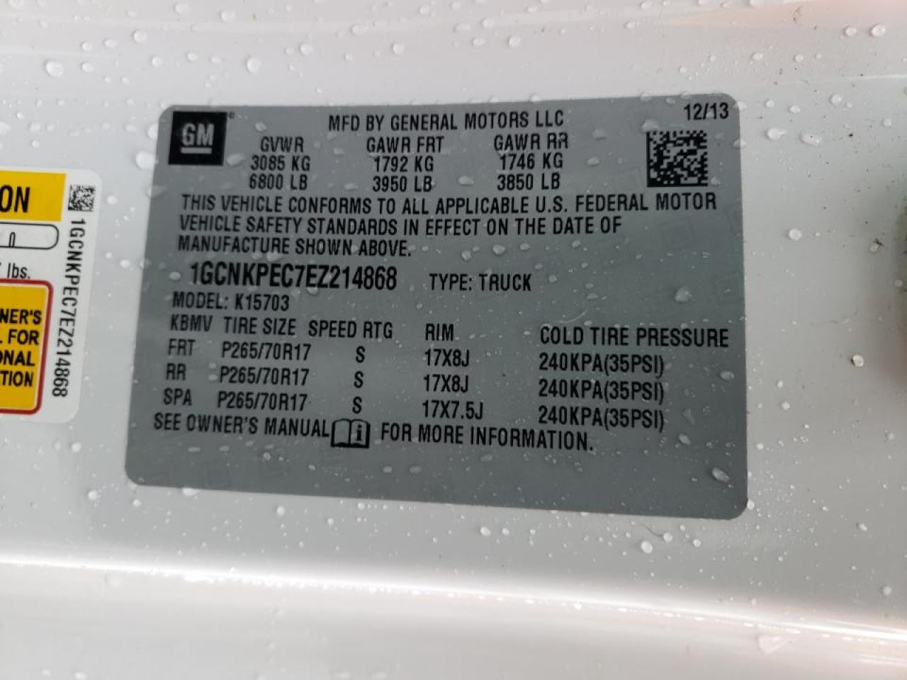 Photo 10 from auction – 2014 CHEVROLET SILVERADO with VIN 1GCNKPEC7EZ214868
