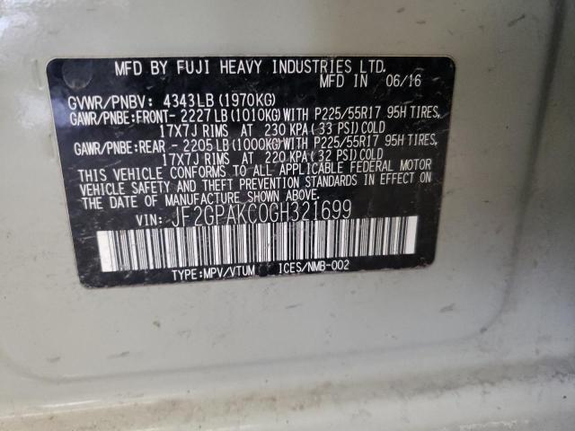 Photo 10 from auction – 2016 SUBARU CROSSTREK with VIN JF2GPAKC0GH321699