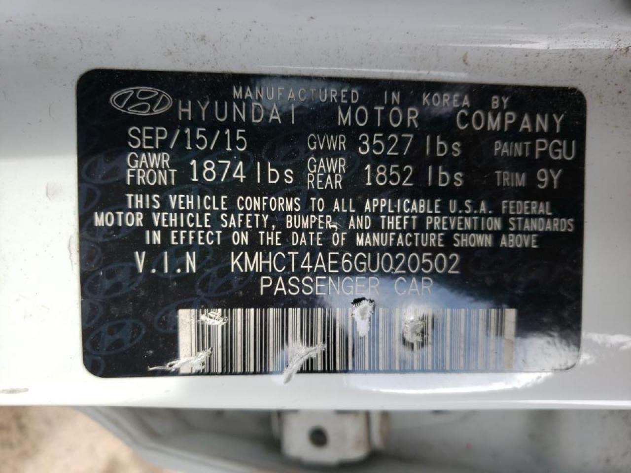 Photo 10 from auction – 2016 HYUNDAI ACCENT SE with VIN KMHCT4AE6GU020502