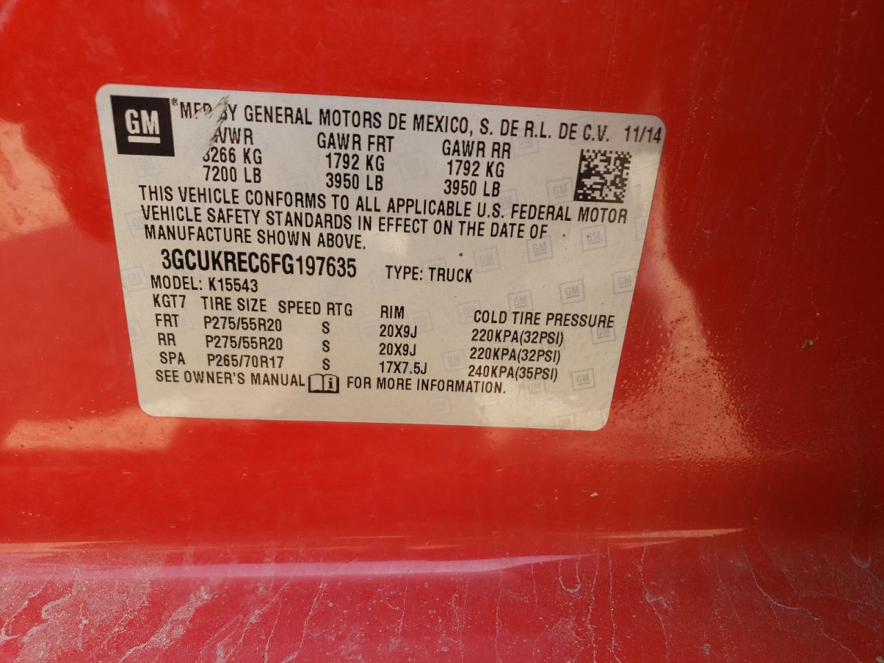 Photo 10 from auction – 2015 CHEVROLET SILVERADO with VIN 3GCUKREC6FG197635
