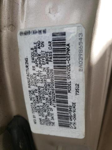 Photo 10 from auction – 2000 TOYOTA CAMRY CE with VIN 4T1BG22K6YU989226