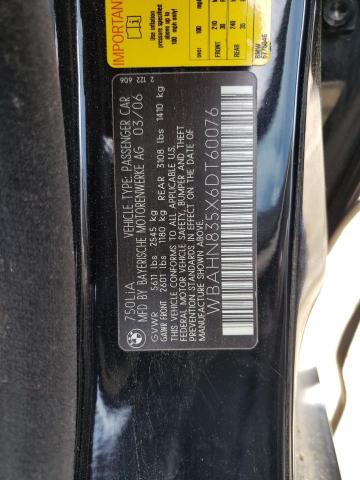 Photo 10 from auction – 2006 BMW 750 LI with VIN WBAHN835X6DT60076