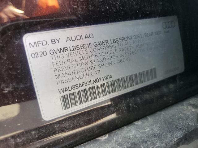Photo 10 from auction – 2020 AUDI S8 with VIN WAU8SAF83LN011904