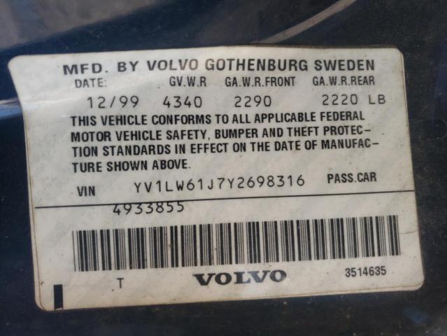 Photo 10 from auction – 2000 VOLVO V70 BASE with VIN YV1LW61J7Y2698316