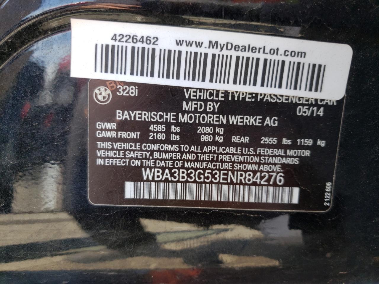 Photo 10 from auction – 2014 BMW 328 XI with VIN WBA3B3G53ENR84276