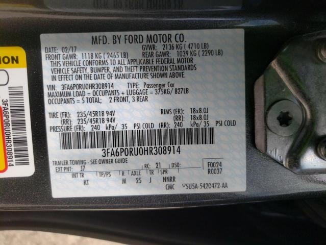 Photo 10 from auction – 2017 FORD FUSION TIT with VIN 3FA6P0RU0HR308914