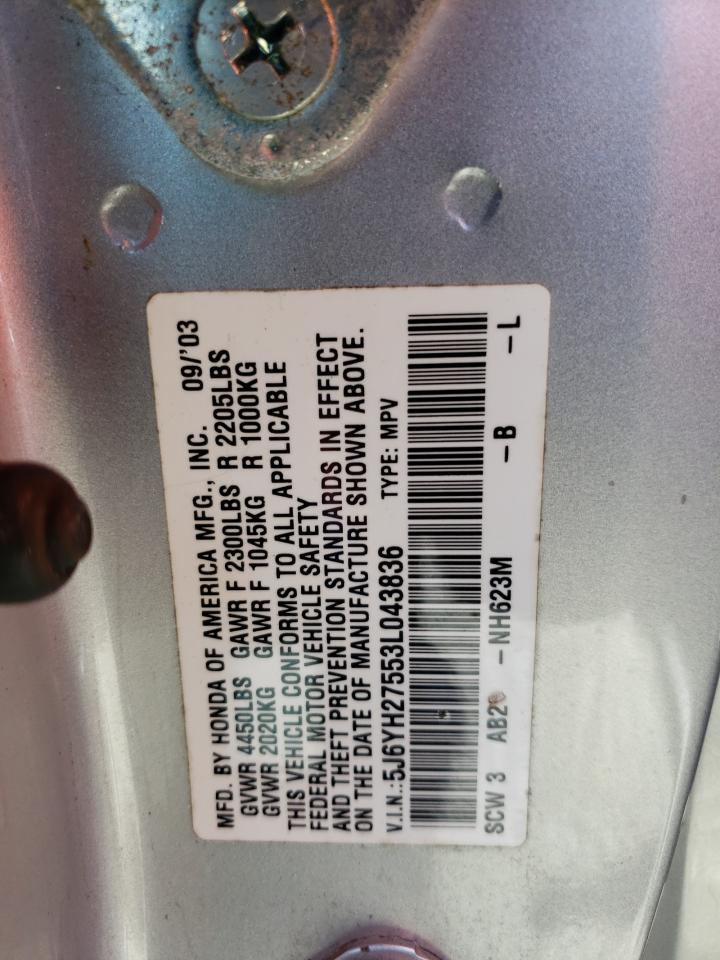 Photo 10 from auction – 2003 HONDA ELEMENT EX with VIN 5J6YH27553L043836
