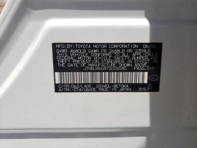 Foto 10 de la subasta – 2007 LEXUS ES 350 con VIN JTHBJ46G872026585