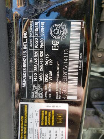 Photo 10 from auction – 2015 MERCEDES-BENZ ML 350 BLU with VIN 4JGDA2EB9FA614113