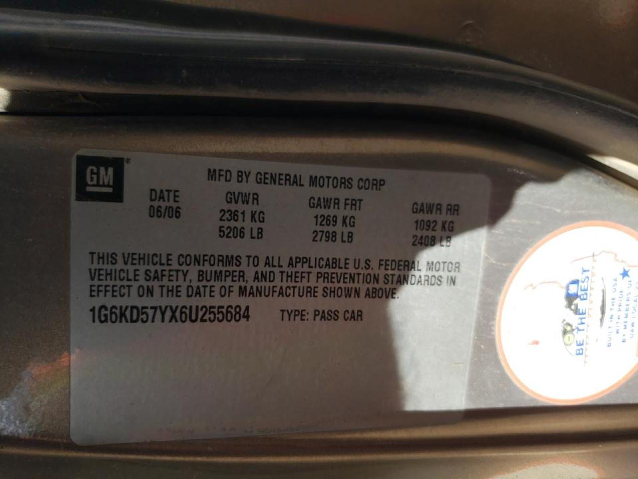 Photo 20 from auction – 2006 CADILLAC DTS with VIN 1G6KD57YX6U255684