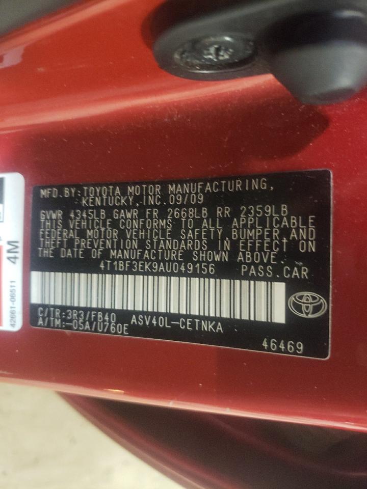 Photo 10 from auction – 2010 TOYOTA CAMRY BASE with VIN 4T1BF3EK9AU049156