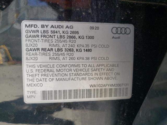 Photo 10 from auction – 2021 AUDI Q5 E PREMI with VIN WA1G2AFY4M2007131