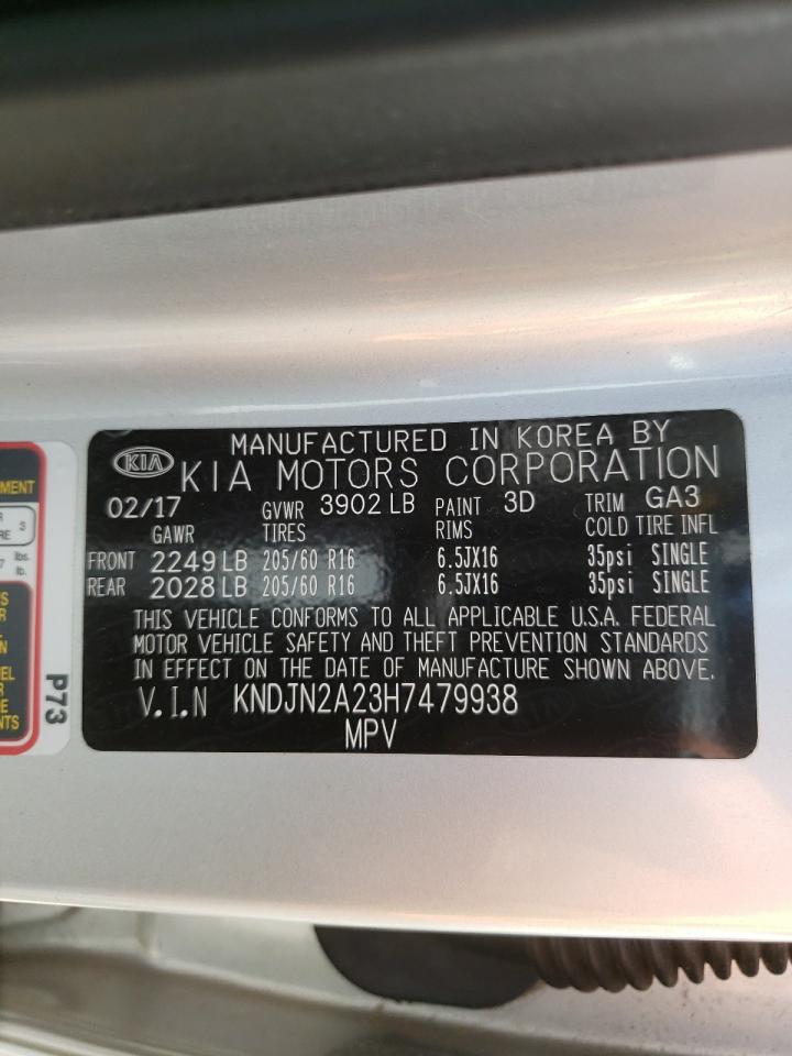 Photo 10 from auction – 2017 KIA SOUL with VIN KNDJN2A23H7479938