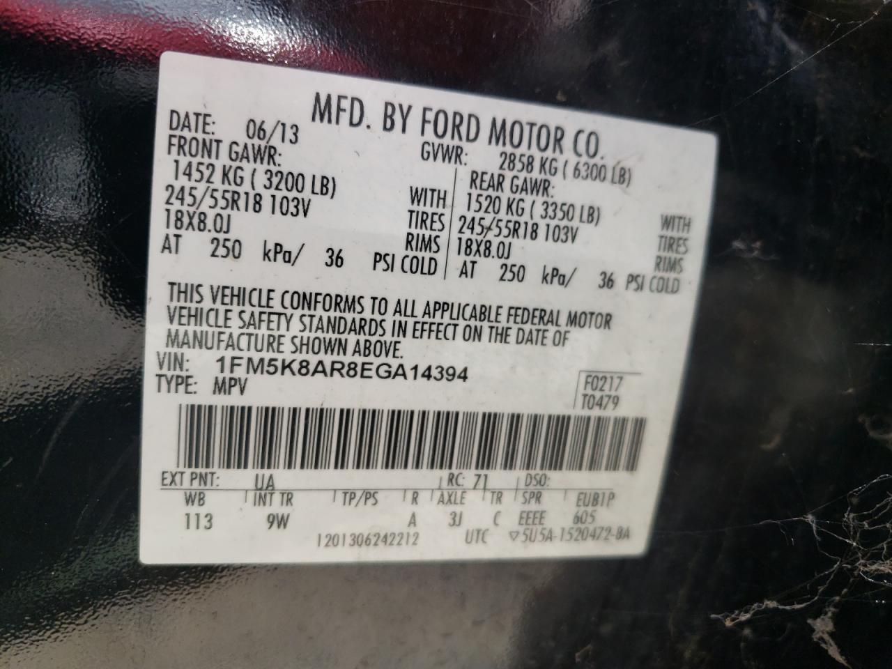 Photo 10 from auction – 2014 FORD EXPLORER P with VIN 1FM5K8AR8EGA14394