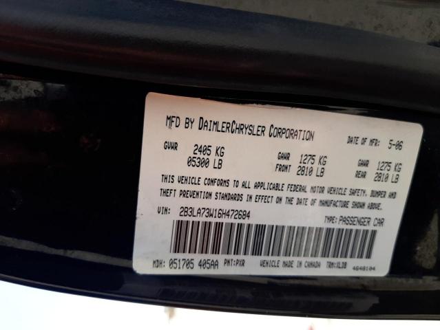 Photo 10 from auction – 2006 DODGE CHARGER SR with VIN 2B3LA73W16H472684