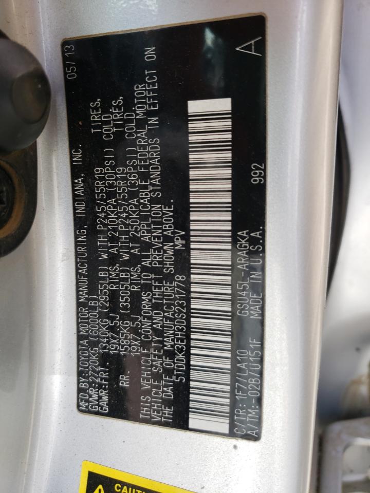 صورة رقم 10 من المزاد - 2013 TOYOTA HIGHLANDER مع VIN 5TDDK3EH3DS231778