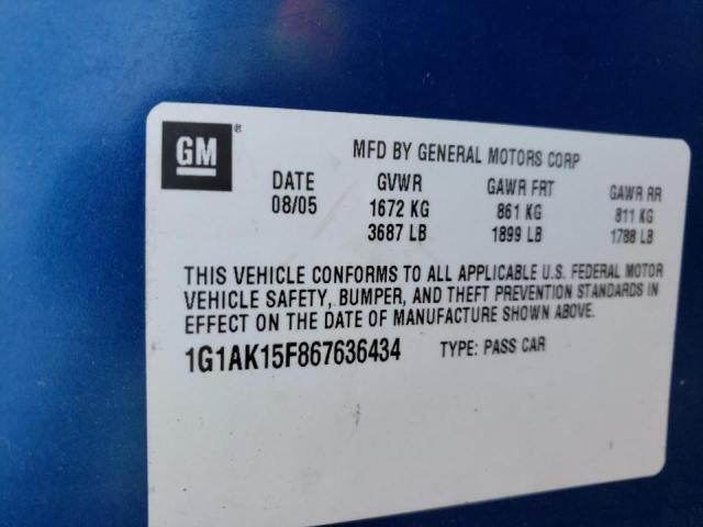 Photo 10 from auction – 2006 CHEVROLET COBALT LS with VIN 1G1AK15F867636434