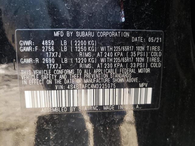 Zdjęcie 10 z aukcji – 2021 SUBARU OUTBACK PR z VIN 4S4BTAFC4M3225075