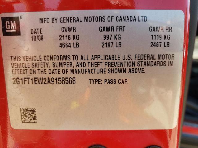Photo 10 from auction – 2010 CHEVROLET CAMARO SS with VIN 2G1FT1EW2A9158568