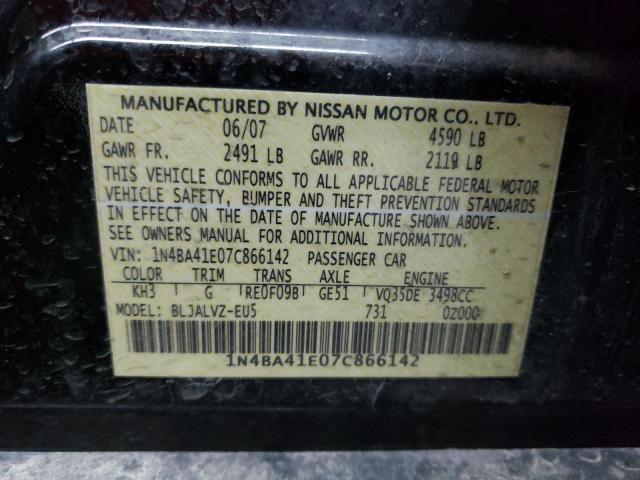 Photo 10 from auction – 2007 NISSAN MAXIMA SE with VIN 1N4BA41E07C866142
