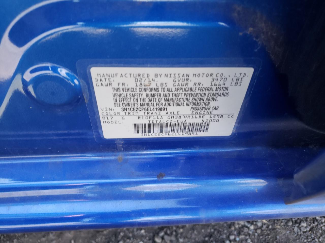 Photo 10 from auction – 2014 NISSAN VERSA NOTE with VIN 3N1CE2CP6EL419891