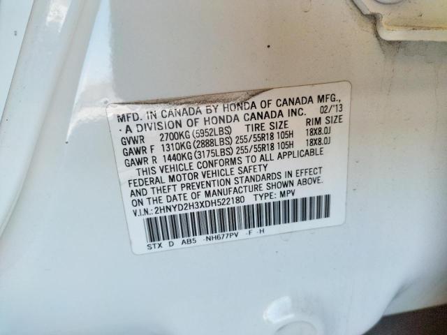 Photo 10 from auction – 2013 ACURA MDX TECHNO with VIN 2HNYD2H3XDH522180