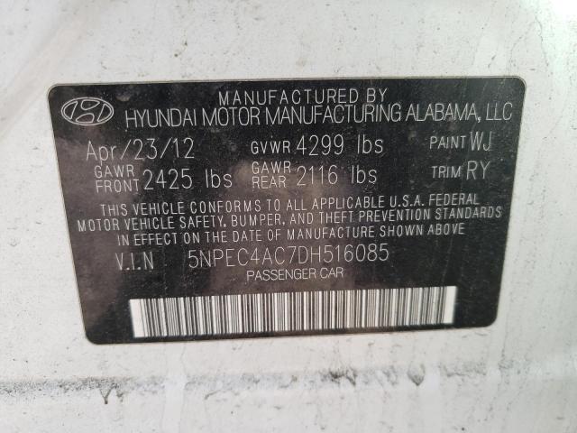 Photo 10 from auction – 2013 HYUNDAI SONATA SE with VIN 5NPEC4AC7DH516085