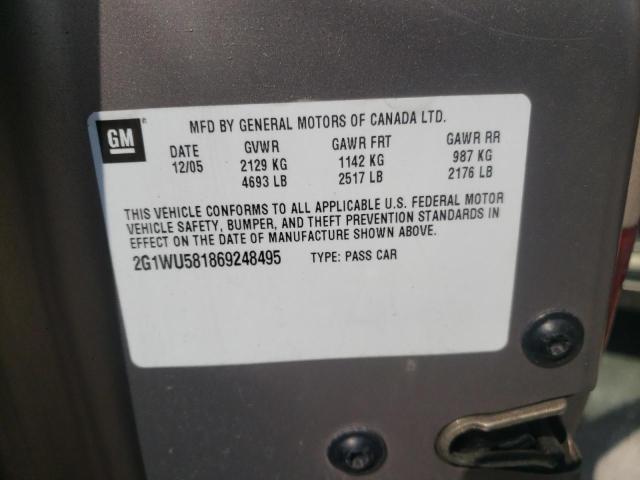 CHEVROLET IMPALA LTZ 2006 with VIN 2G1WU581869248495 - Photo from auction