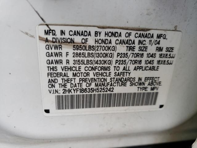 Photo 1 from auction – 2005 HONDA PILOT EXL with VIN 2HKYF18635H525242