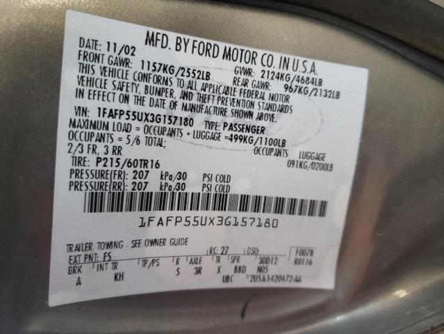 Photo 10 from auction – 2003 FORD TAURUS SES with VIN 1FAFP55UX3G157180