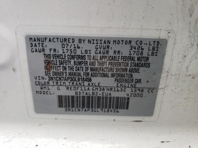 Photo 10 from auction – 2016 NISSAN VERSA S with VIN 3N1CN7AP3GL918456