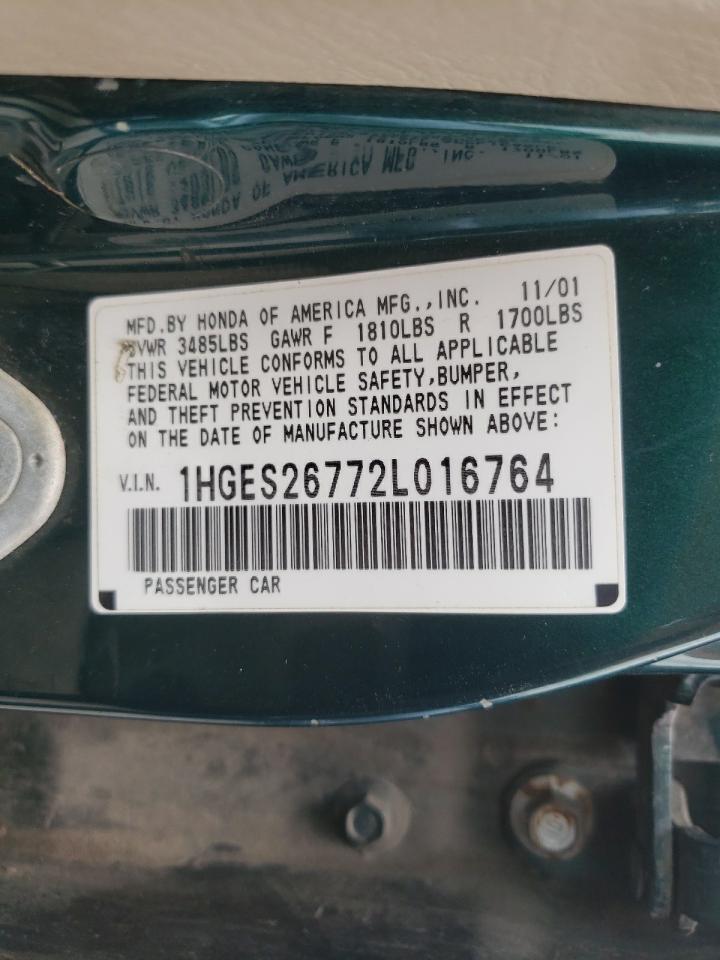 Photo 11 from auction – 2002 HONDA CIVIC EX with VIN 1HGES26772L016764