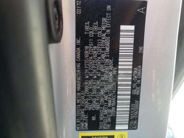 Photo 10 from auction – 2012 LEXUS RX 350 with VIN 2T2BK1BA8CC145534